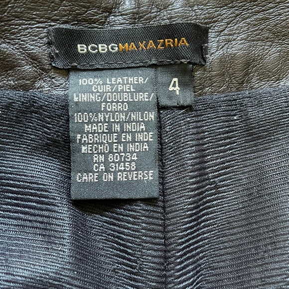 BCBGMaxAzaria Leather Pants Dark Brown Size 4 - Picture 3 of 8